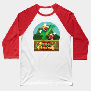 Santa Claus riding a dinosaur Baseball T-Shirt